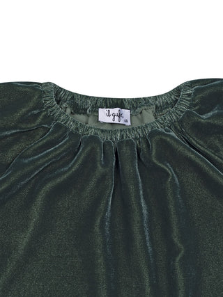 Samtkleid mit Raffung - Grün