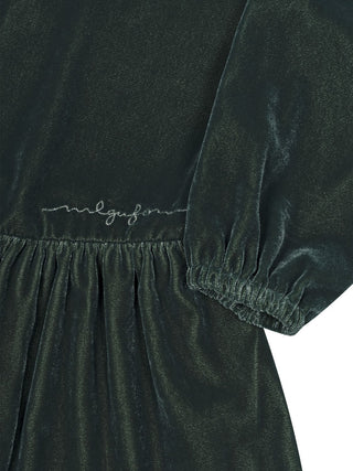 Samtkleid mit Raffung - Grün