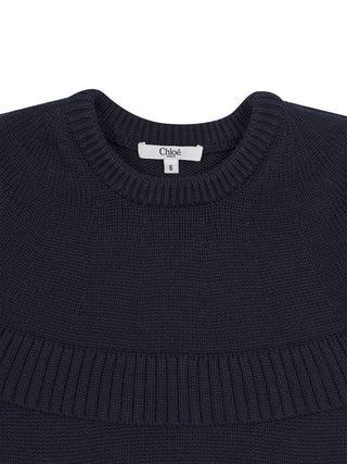 Strickkleid mit Rüsche - Marine