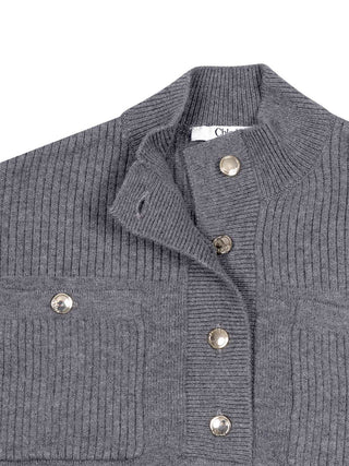 Strickpullover mit Taschen - Grau