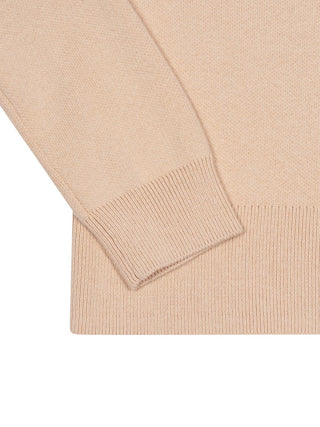 Rollkragenpullover mit Intarsienlogo - Beige