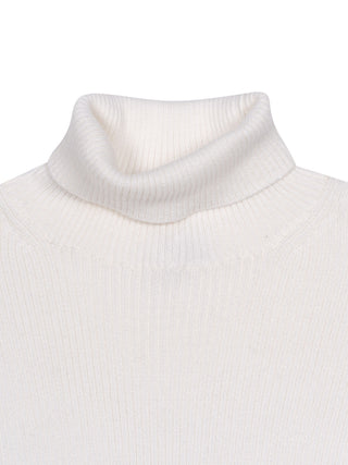 Rippstrick-Rollkragenpullover - Creme