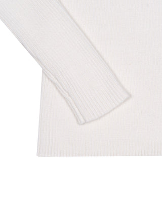 Rippstrick-Rollkragenpullover - Creme