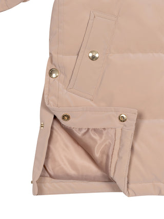 Gesteppte Daunenjacke mit Logo - Beige