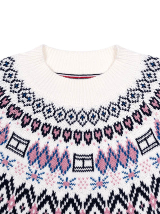 Faire Isle  Pullover mit Ballonärmeln - Ivory Silk