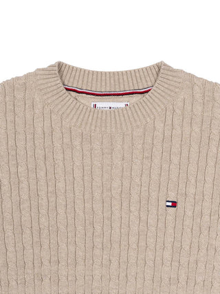 Zopfstrickpullover aus Baumwolle -  Beige