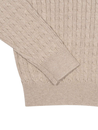 Zopfstrickpullover aus Baumwolle -  Beige