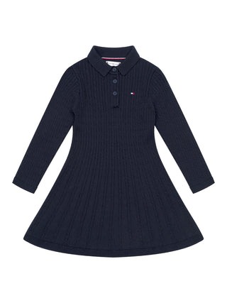 Strickkleid mit Polokragen - Navy