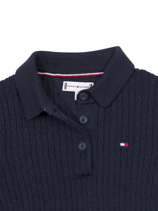 Strickkleid mit Polokragen - Navy