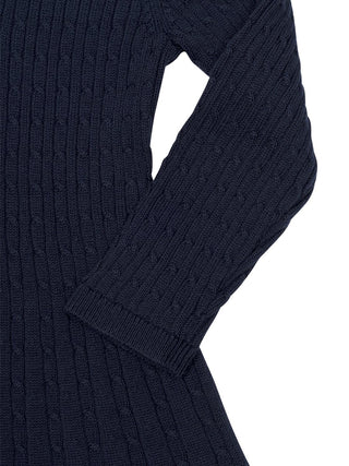 Strickkleid mit Polokragen - Navy
