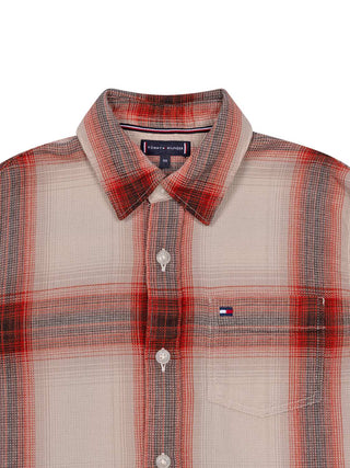 Waffel Langarm Karohemd - Rot