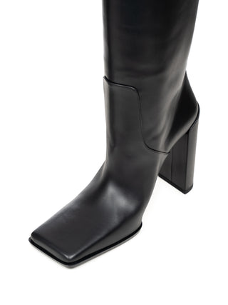 Quadratische Hohe Stiefel aus Kalbsleder 90 mm