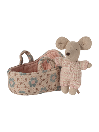 Babymaus in Tragetasche - Rose