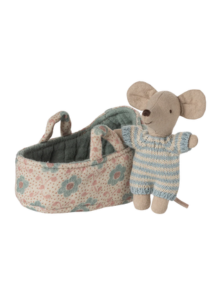 Babymaus in Tragetasche - Blau