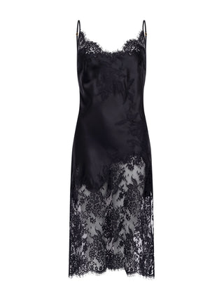Bella Nachthemd aus Seidensatin und schwarzer Spitze