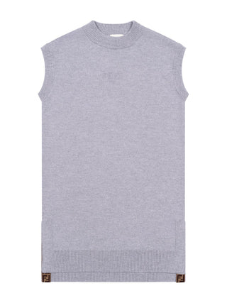 Ärmelloses Wollkleid mit FF-Details - Grau