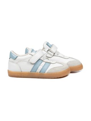 Barfuß-Sportschuhe aus Leder - Weiß/Hellblau