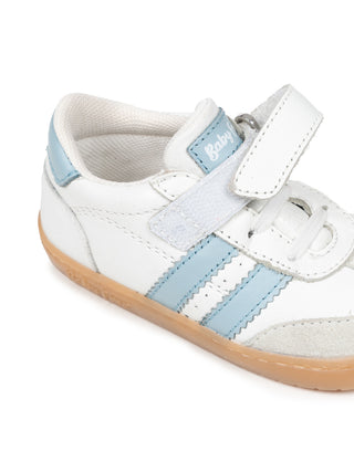 Barfuß-Sportschuhe aus Leder - Weiß/Hellblau