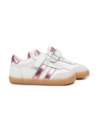 Barfuß-Sportschuhe aus Leder - Weiß/Rosa Metallic