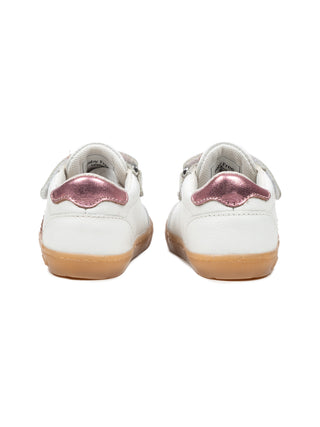 Barfuß-Sportschuhe aus Leder - Weiß/Rosa Metallic