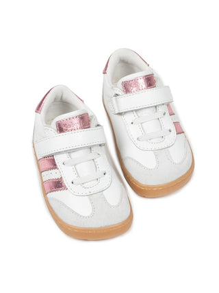 Barfuß-Sportschuhe aus Leder - Weiß/Rosa Metallic
