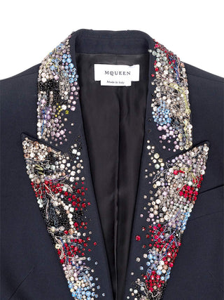 Blazer mit gesticktem Revers