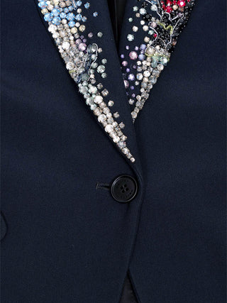 Blazer mit gesticktem Revers