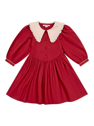 Festliches Kleid mit Kragen - Bordeaux