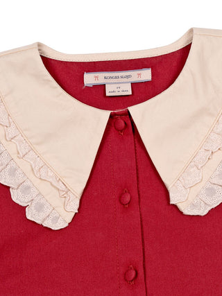 Festliches Kleid mit Kragen - Bordeaux