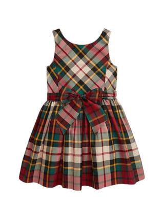 Kariertes Kleid - Rot/Creme