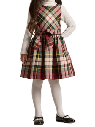 Kariertes Kleid - Rot/Creme