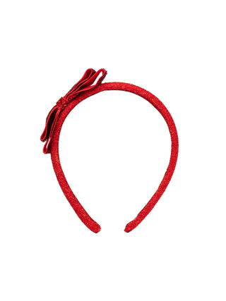 Glitzernder Haarreif mit Samtschleife - Rot