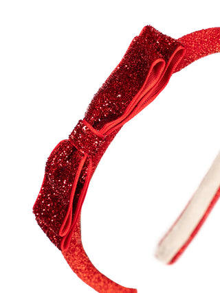 Glitzernder Haarreif mit Samtschleife - Rot