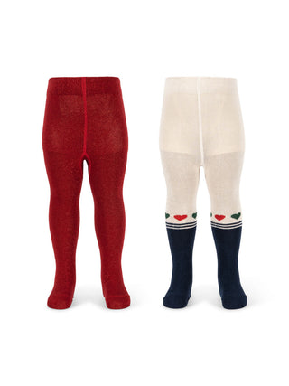 2er-Set glitzernde Strumpfhosen - Heart Mix