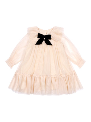 Bow Tüllkleid mit Schleife - Creme
