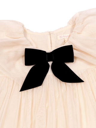 Bow Tüllkleid mit Schleife - Creme