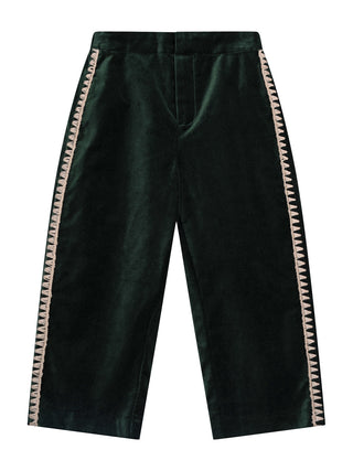 Rocky Samthose mit Ziernähten - Dunkelgrün