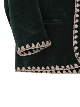 Rocky Samtblazer mit Ziernähten - Dunkelgrün