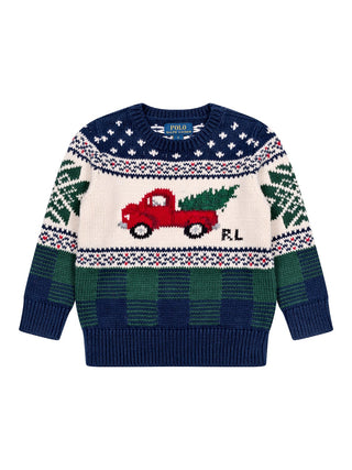 Strickpullover Christmas Tree Truck - Navy Multi