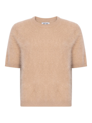 Kurzarm-Pullover mit flauschigem Effekt - Camel