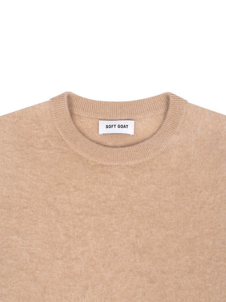 Kurzarm-Pullover mit flauschigem Effekt - Camel