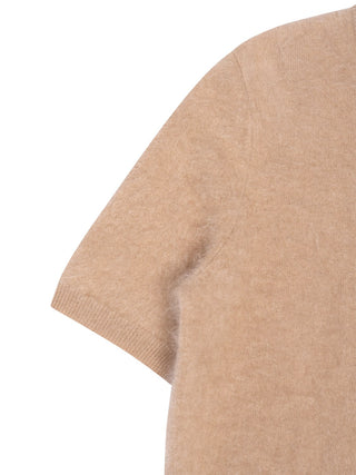 Kurzarm-Pullover mit flauschigem Effekt - Camel