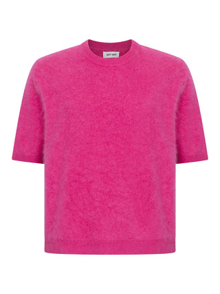 Kurzarm-Pullover mit flauschigem Effekt - Fuchsia