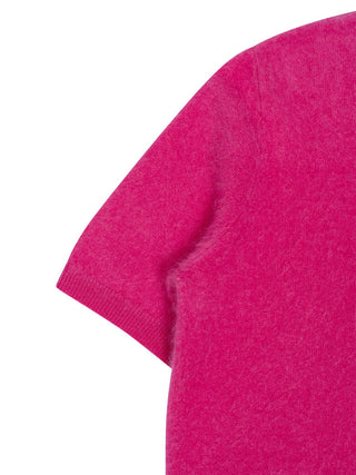 Kurzarm-Pullover mit flauschigem Effekt - Fuchsia