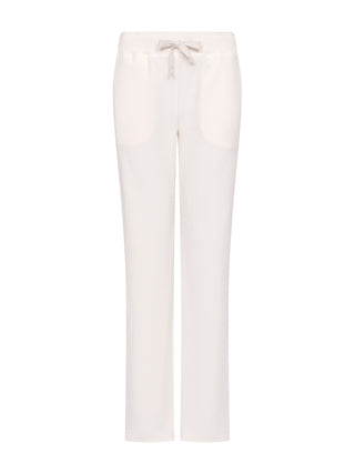 Samt-Sweatpants in Eggshell