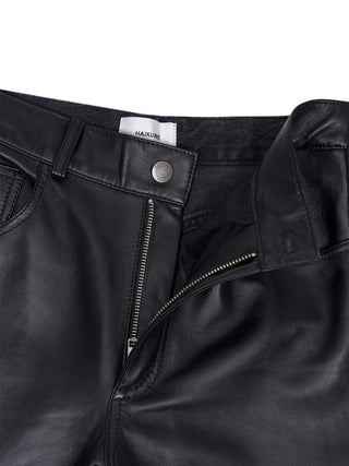 Star Black Jeans mit Leder-Front