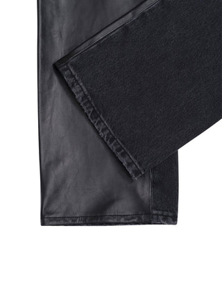 Star Black Jeans mit Leder-Front