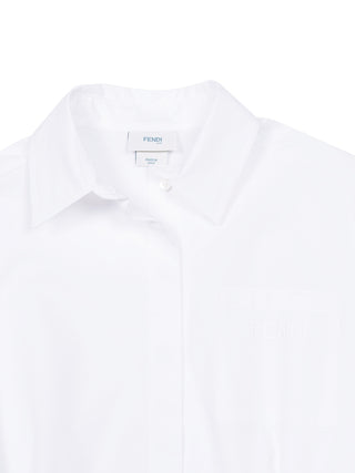 Kleid aus Popeline und Jacquard mit FF-Logo - Beige