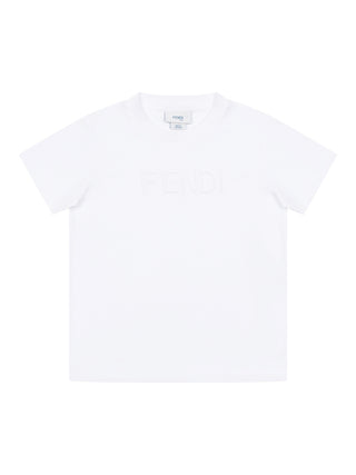 T-Shirt mit Emboss-Logo - Weiß