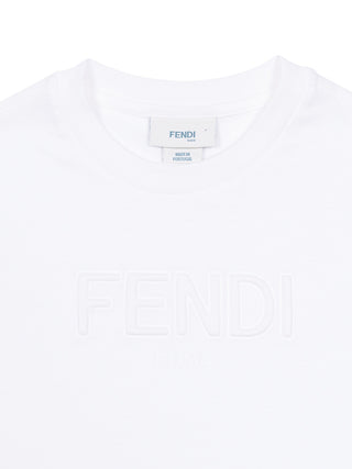 T-Shirt mit Emboss-Logo - Weiß